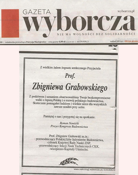 Nekrolog Zbigniewa Grabowskiego